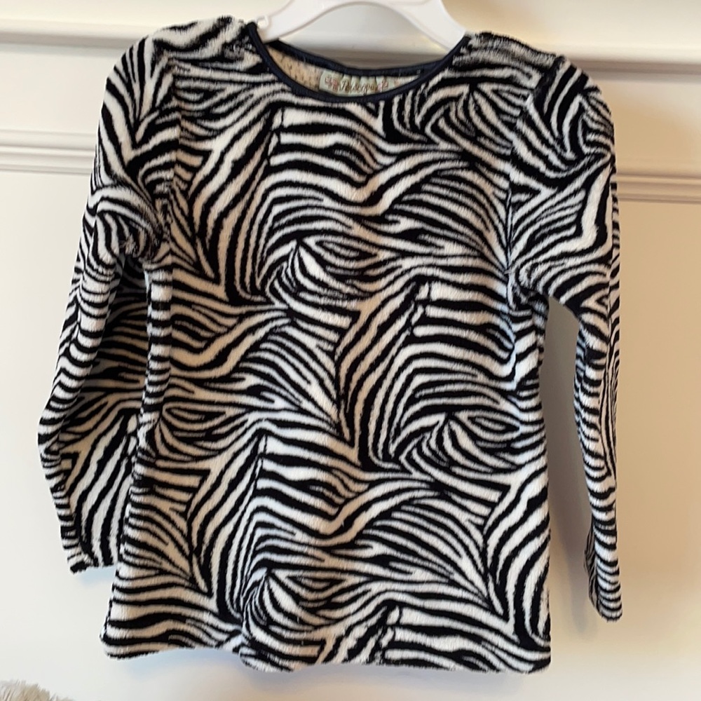 Periscope furry zebra print girls long sleeve top size 4